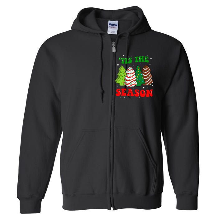 Tis' The Season Christmas Tree Cakes Debbie Groovy Full Zip Hoodie