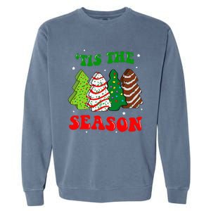 Tis' The Season Christmas Tree Cakes Debbie Groovy Garment-Dyed Sweatshirt