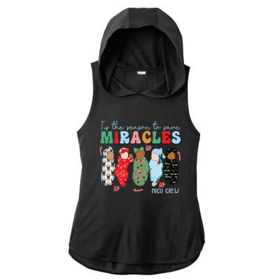 Tis The Season To Save Miracles Nicu Crew Nurse Christmas Ladies PosiCharge Tri-Blend Wicking Draft Hoodie Tank