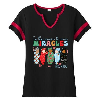 Tis The Season To Save Miracles Nicu Crew Nurse Christmas Ladies Halftime Notch Neck Tee