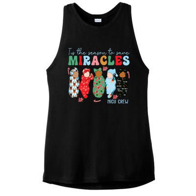 Tis The Season To Save Miracles Nicu Crew Nurse Christmas Ladies PosiCharge Tri-Blend Wicking Tank