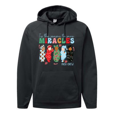 Tis The Season To Save Miracles Nicu Crew Nurse Christmas Performance Fleece Hoodie