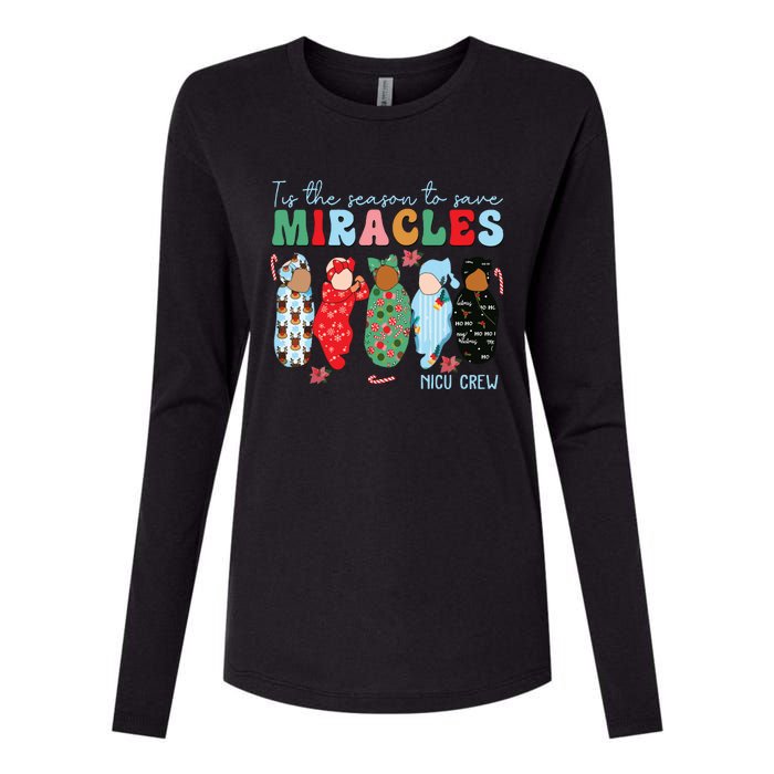 Tis The Season To Save Miracles Nicu Crew Nurse Christmas Womens Cotton Relaxed Long Sleeve T-Shirt