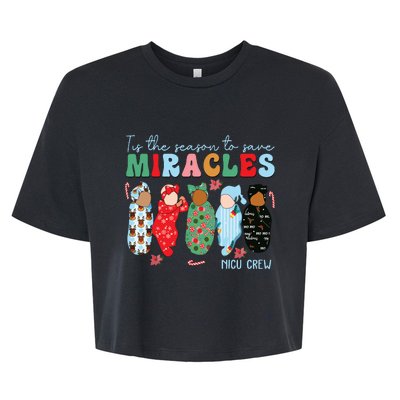 Tis The Season To Save Miracles Nicu Crew Nurse Christmas Bella+Canvas Jersey Crop Tee