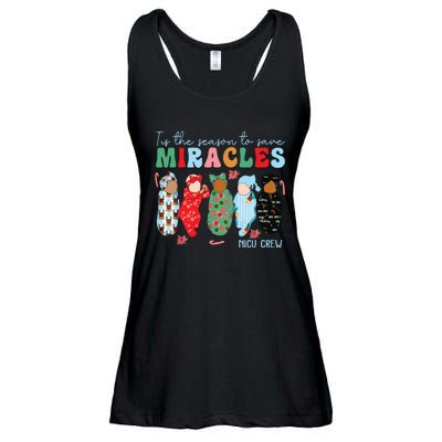 Tis The Season To Save Miracles Nicu Crew Nurse Christmas Ladies Essential Flowy Tank