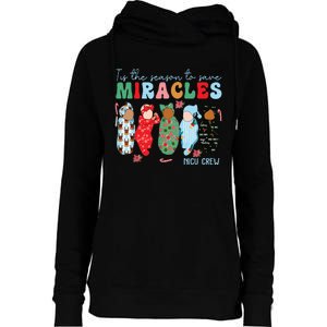 Tis The Season To Save Miracles Nicu Crew Nurse Christmas Womens Funnel Neck Pullover Hood