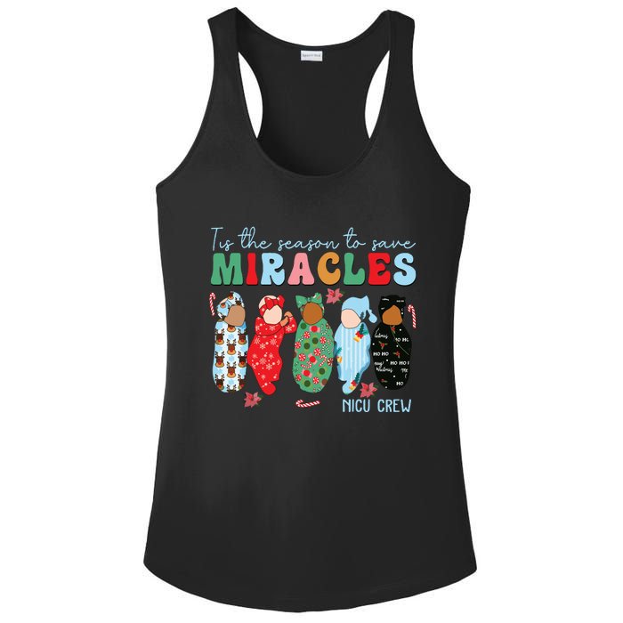 Tis The Season To Save Miracles Nicu Crew Nurse Christmas Ladies PosiCharge Competitor Racerback Tank