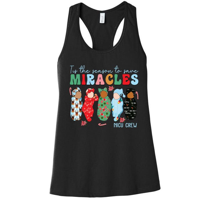 Tis The Season To Save Miracles Nicu Crew Nurse Christmas Women's Racerback Tank