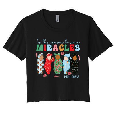 Tis The Season To Save Miracles Nicu Crew Nurse Christmas Women's Crop Top Tee