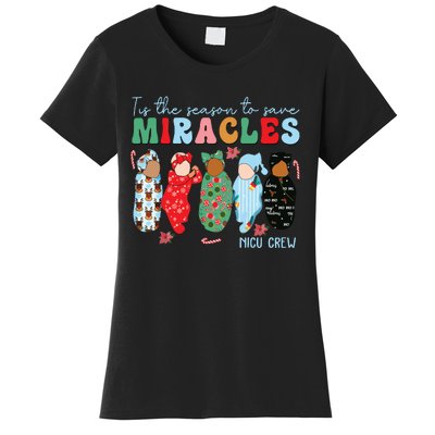 Tis The Season To Save Miracles Nicu Crew Nurse Christmas Women's T-Shirt