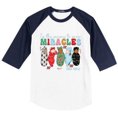 Tis The Season To Save Miracles Nicu Crew Nurse Christmas Baseball Sleeve Shirt