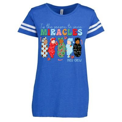 Tis The Season To Save Miracles Nicu Crew Nurse Christmas Enza Ladies Jersey Football T-Shirt