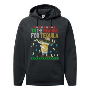 Tis The Season For Tequila Dabbing Ugly Christmas Alcohol Performance Fleece Hoodie