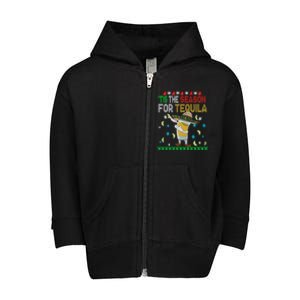 Tis The Season For Tequila Dabbing Ugly Christmas Alcohol Toddler Zip Fleece Hoodie