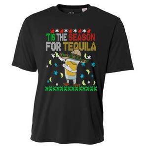 Tis The Season For Tequila Dabbing Ugly Christmas Alcohol Cooling Performance Crew T-Shirt