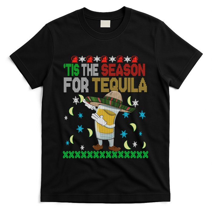 Tis The Season For Tequila Dabbing Ugly Christmas Alcohol T-Shirt