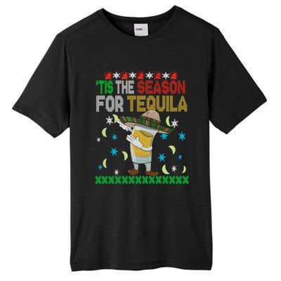 Tis The Season For Tequila Dabbing Ugly Christmas Alcohol Tall Fusion ChromaSoft Performance T-Shirt