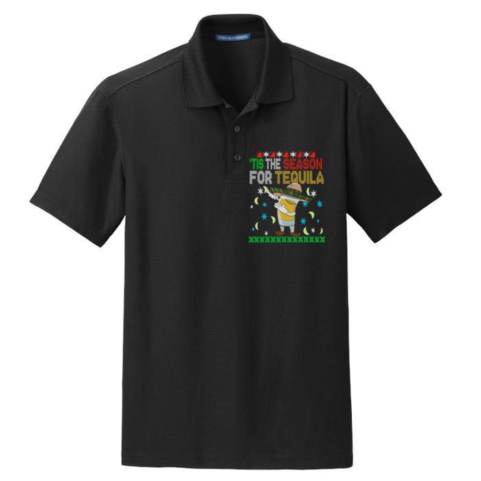 Tis The Season For Tequila Dabbing Ugly Christmas Alcohol Dry Zone Grid Polo