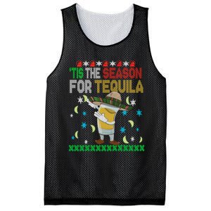 Tis The Season For Tequila Dabbing Ugly Christmas Alcohol Mesh Reversible Basketball Jersey Tank