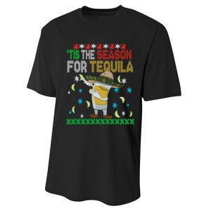 Tis The Season For Tequila Dabbing Ugly Christmas Alcohol Performance Sprint T-Shirt