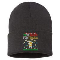 Tis The Season For Tequila Dabbing Ugly Christmas Alcohol Sustainable Knit Beanie