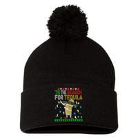 Tis The Season For Tequila Dabbing Ugly Christmas Alcohol Pom Pom 12in Knit Beanie