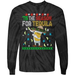 Tis The Season For Tequila Dabbing Ugly Christmas Alcohol Tie-Dye Long Sleeve Shirt