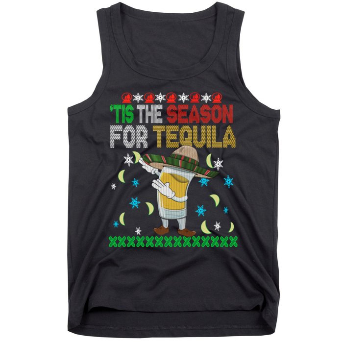 Tis The Season For Tequila Dabbing Ugly Christmas Alcohol Tank Top