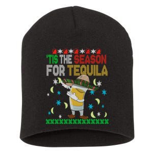 Tis The Season For Tequila Dabbing Ugly Christmas Alcohol Short Acrylic Beanie