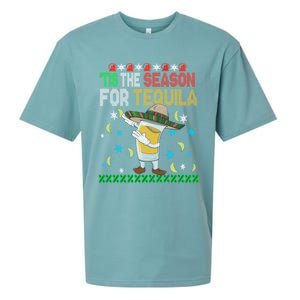 Tis The Season For Tequila Dabbing Ugly Christmas Alcohol Sueded Cloud Jersey T-Shirt