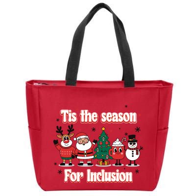 Tis The Season For Inclusion Christmas Holday Santa Claus Zip Tote Bag