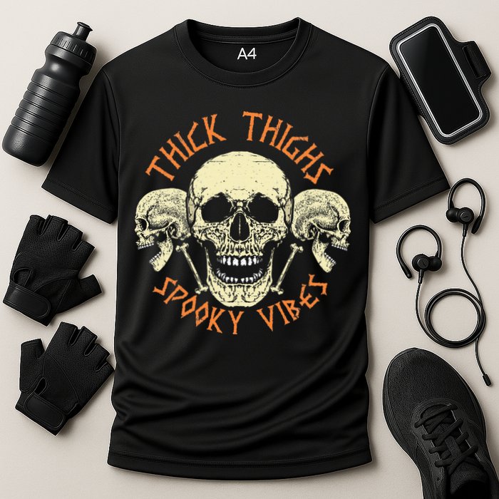 Thick Thighs & Spooky Vibes Halloween Costume Cooling Performance Crew T-Shirt