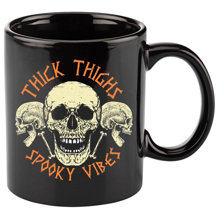 Thick Thighs & Spooky Vibes Halloween Costume 11oz C Handle Ceramic Mug