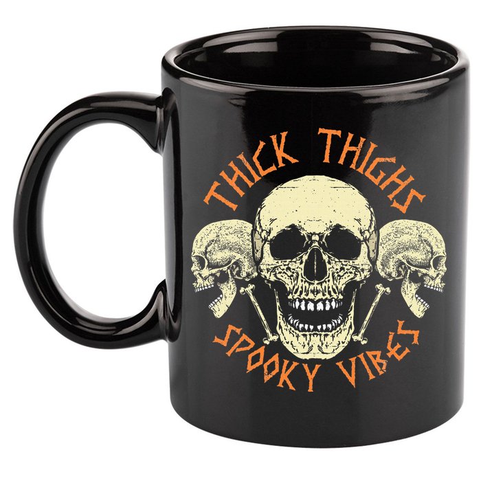 Thick Thighs & Spooky Vibes Halloween Costume 11oz C Handle Ceramic Mug