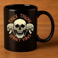 Thick Thighs & Spooky Vibes Halloween Costume 11oz C Handle Ceramic Mug