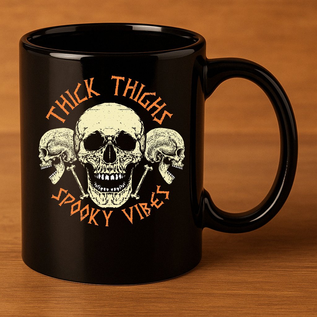 Thick Thighs & Spooky Vibes Halloween Costume 11oz C Handle Ceramic Mug