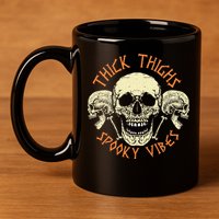 Thick Thighs & Spooky Vibes Halloween Costume 11oz C Handle Ceramic Mug