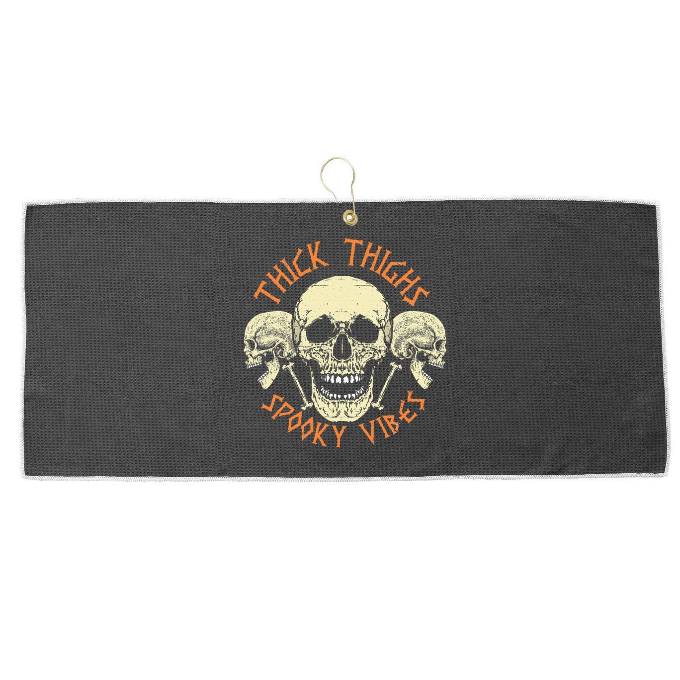 Thick Thighs & Spooky Vibes Halloween Costume Large Microfiber Waffle Golf Towel