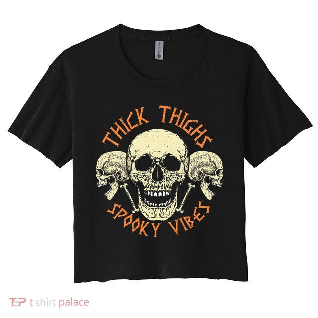 Thick Thighs & Spooky Vibes Halloween Costume Crop Top
