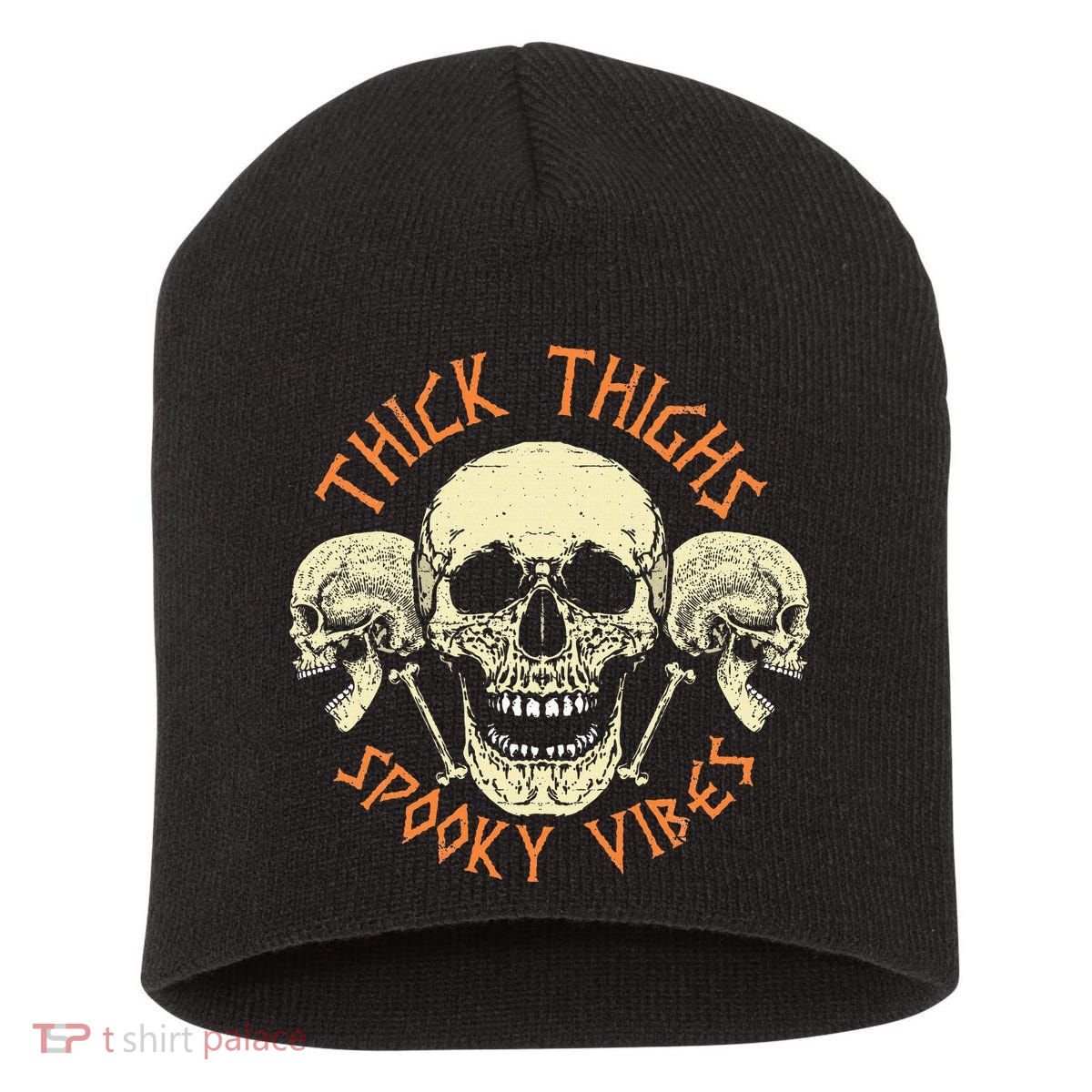 Thick Thighs & Spooky Vibes Halloween Costume Short Acrylic Beanie