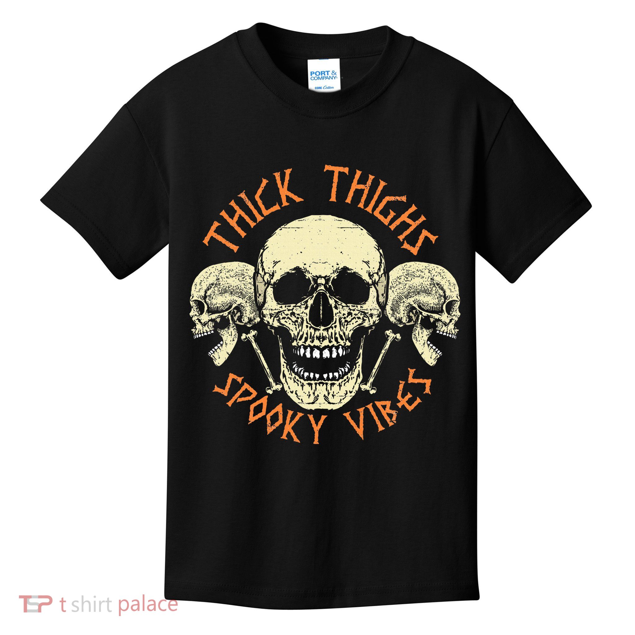 Thick Thighs & Spooky Vibes Halloween Costume Kids T-Shirt