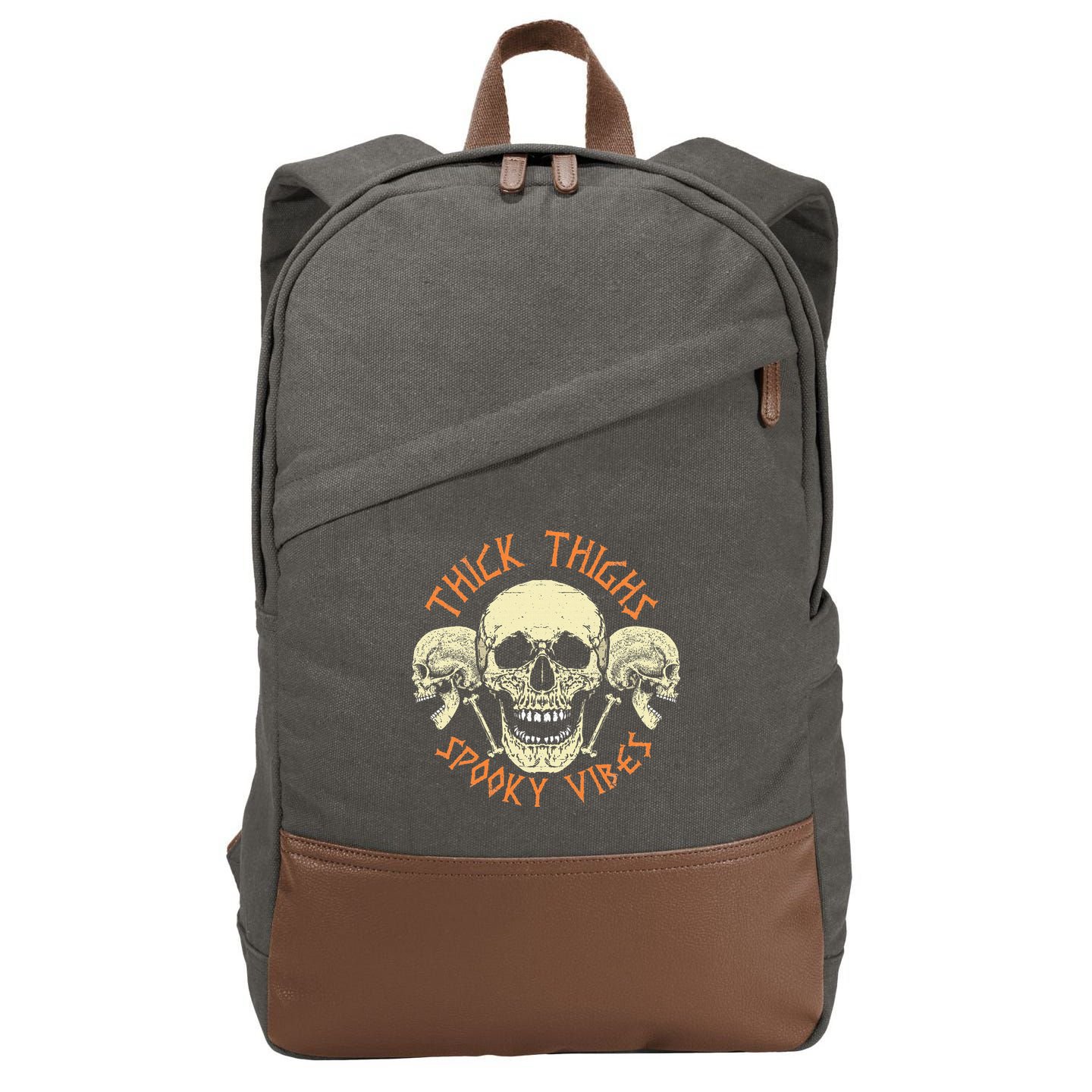 Thick Thighs & Spooky Vibes Halloween Costume Cotton Canvas Backpack