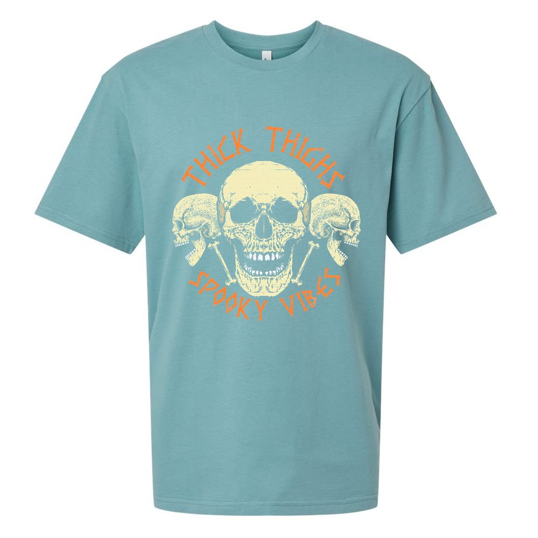 Thick Thighs & Spooky Vibes Halloween Costume Sueded Cloud Jersey T-Shirt