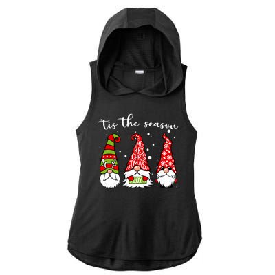 Tis The Season Gnome Christmas Holiday Ladies PosiCharge Tri-Blend Wicking Draft Hoodie Tank