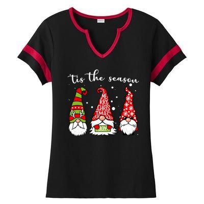 Tis The Season Gnome Christmas Holiday Ladies Halftime Notch Neck Tee