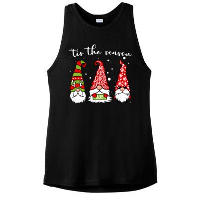 Tis The Season Gnome Christmas Holiday Ladies PosiCharge Tri-Blend Wicking Tank