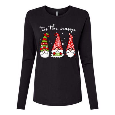 Tis The Season Gnome Christmas Holiday Womens Cotton Relaxed Long Sleeve T-Shirt