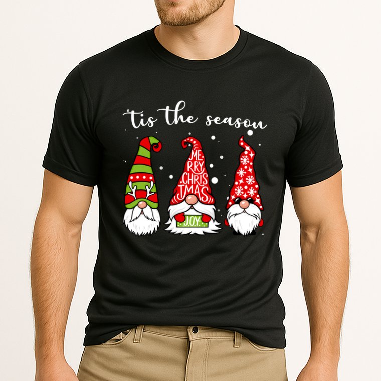 Tis The Season Gnome Christmas Holiday Cooling Performance Crew T-Shirt