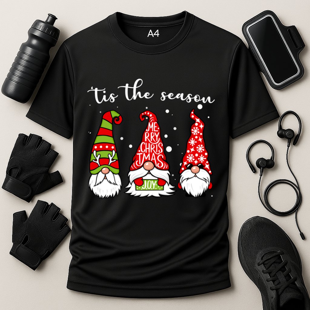 Tis The Season Gnome Christmas Holiday Cooling Performance Crew T-Shirt