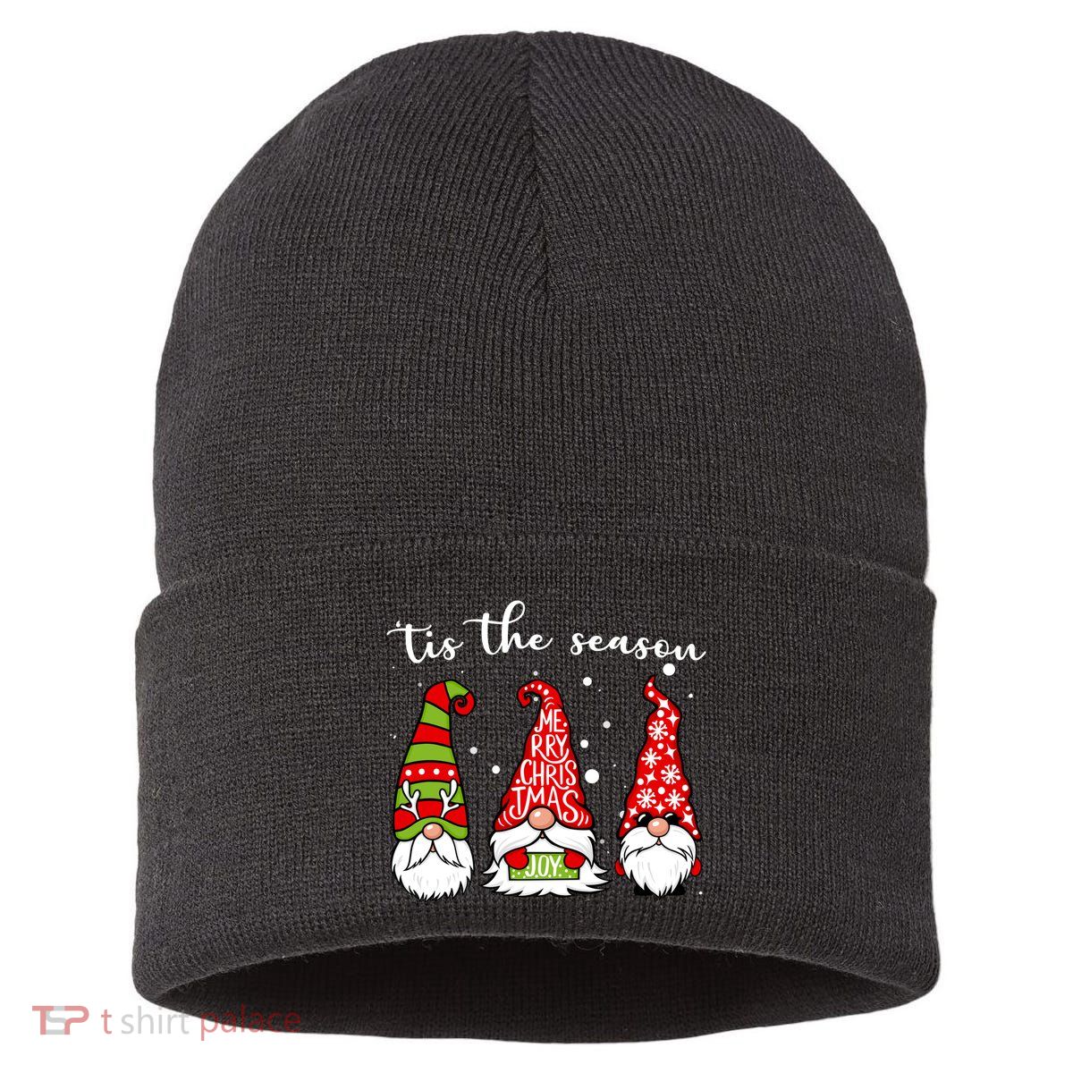 Tis The Season Gnome Christmas Holiday Sustainable Knit Beanie